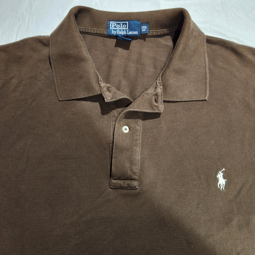 Polo Ralph Lauren Mens Short Sleeve Polo Shirt Size 2XB Brown With White Pony - Picture 3 of 6